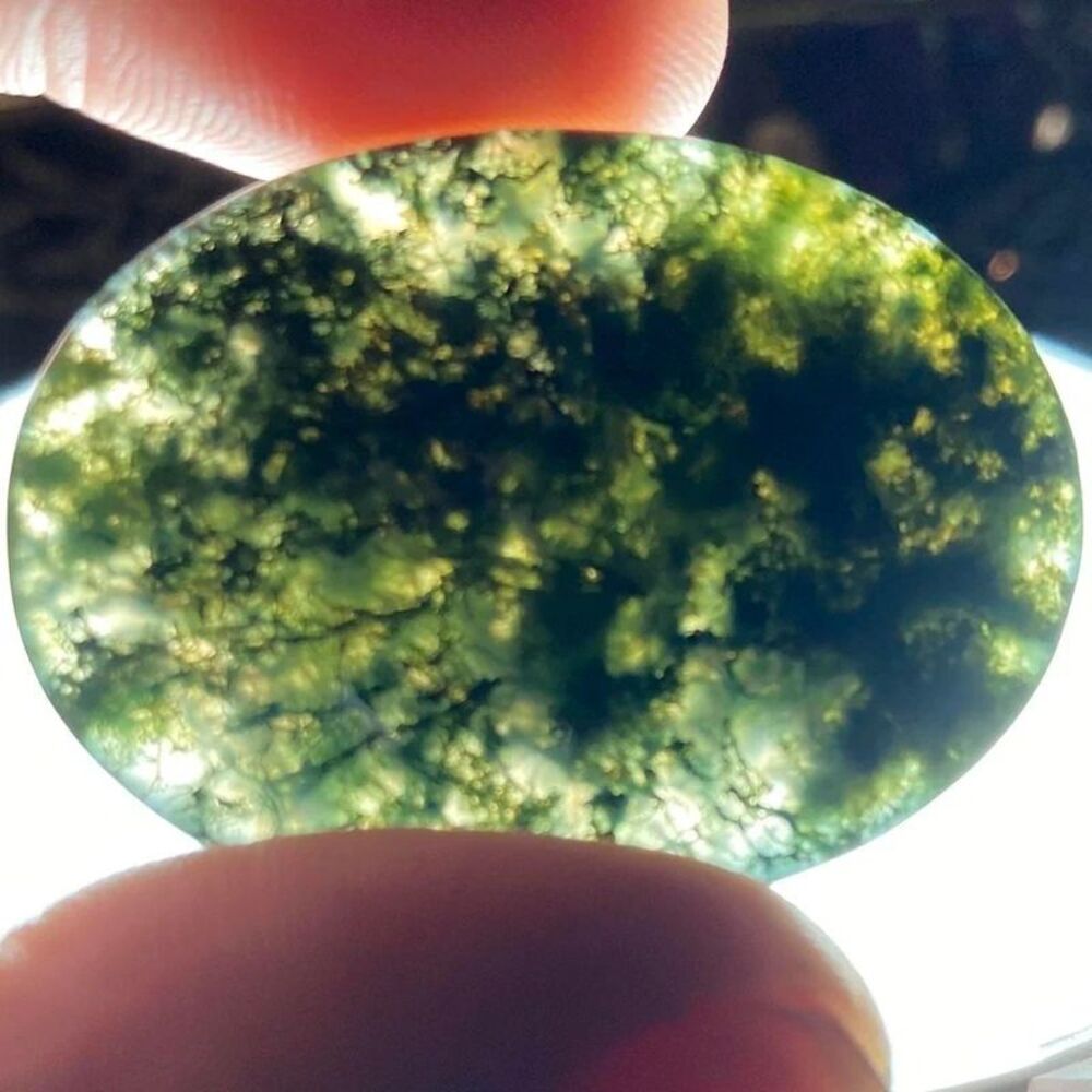 Green moss agate vintage old stock cabochon